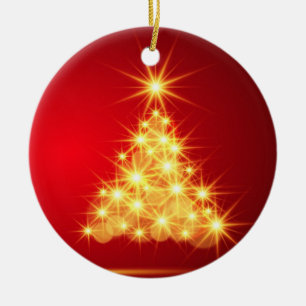 Red and Gold Christmas Tree Ceramic Tree Decoration