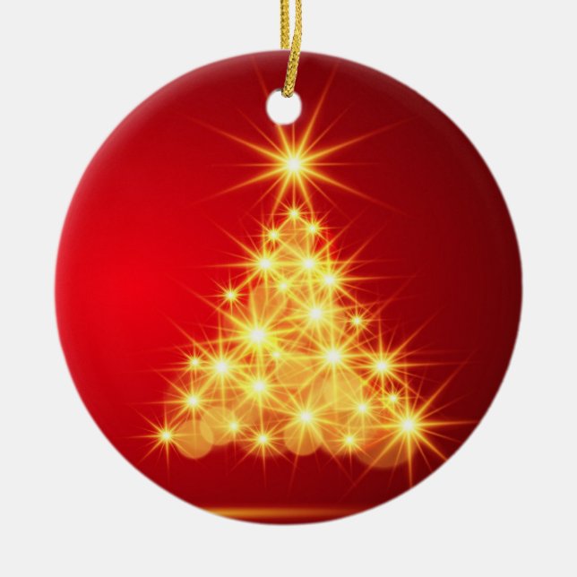 Red and Gold Christmas Tree Ceramic Tree Decoration (Front)