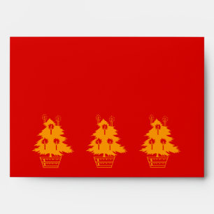 red and gold christmas tree graphic design envelope