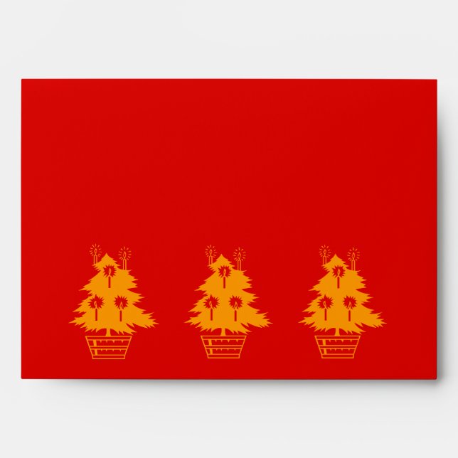 red and gold christmas tree graphic design envelope (Front)