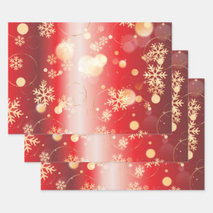 Red And Gold Christmas Winter Wonderland  Wrapping Paper Sheet
