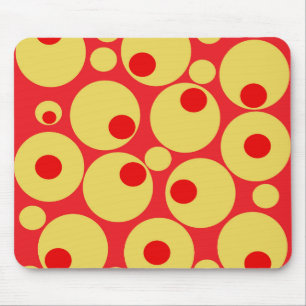 Red and Gold Circles Mouse Mat