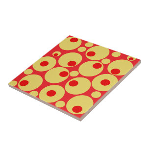 Red and Gold Circles Tile