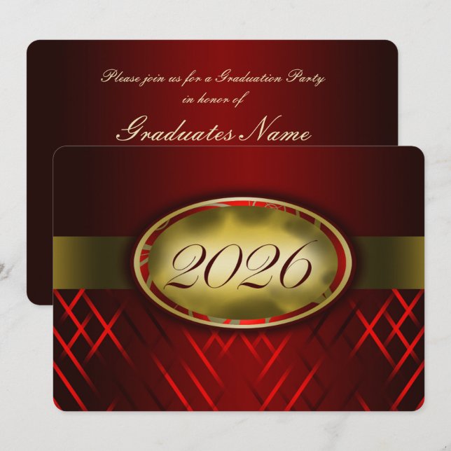 Red and Gold Class of 2026 Party Invitation (Front/Back)