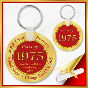 Red and Gold, Class of 75, Class Reunion Favours, Key Ring