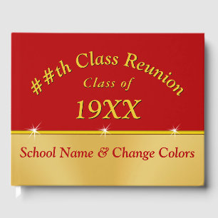 Red and Gold Class Reunion Guest Book, Any Colours Guest Book