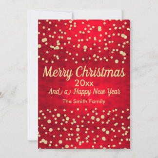 Red and Gold Confetti Christmas Pattern Holiday Card