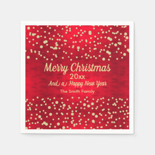 Red and Gold Confetti Christmas Pattern Napkin