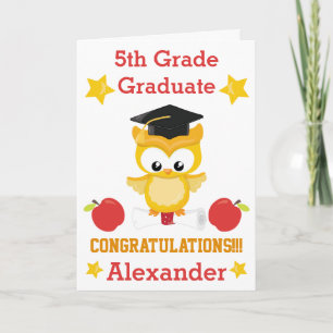 Red and Gold congratulations 5th grade graduate Card