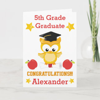 Red and Gold congratulations 5th grade graduate Card