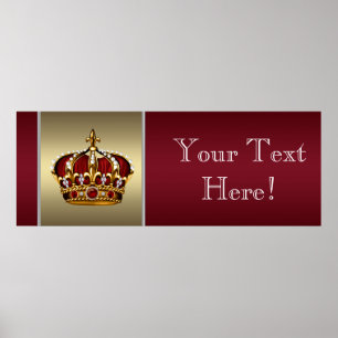 Red and Gold Crown Prince Baby Shower Banner Poster