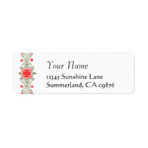 Red and Gold Daisy Element Custom Return Address