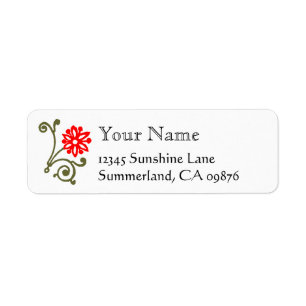Red and Gold Daisy Etching Custom Return Address