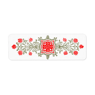 Red and Gold Daisy Etching Labels