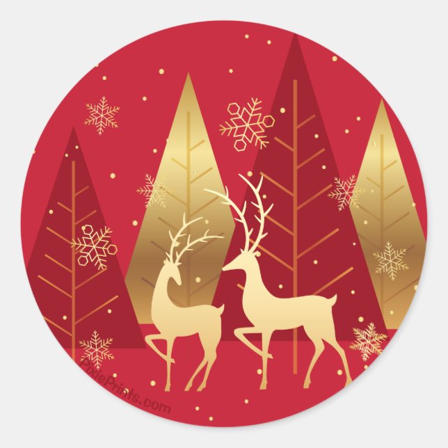 Red and Gold Deer Stickers (Front)