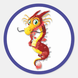 Red and Gold Dragon Classic Round Sticker