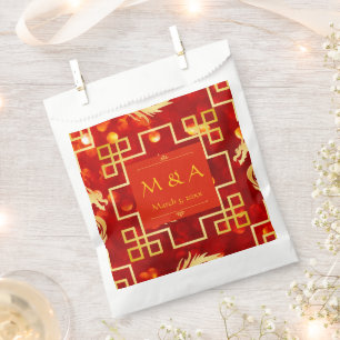 Red and Gold Dragon Wedding Favour Bags