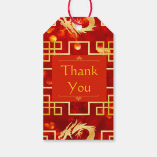 Red and Gold Dragon Wedding Gift Tags