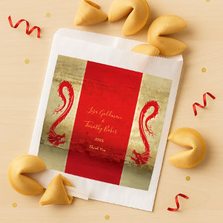 Red and Gold Dragons Asian Themed Wedding Favour Bags