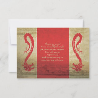 Red and Gold Dragons Asian Themed Wedding Thank You Card