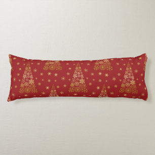 Red and Gold Elegant Christmas Tree Body Cushion