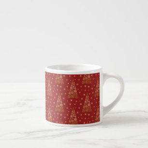 Red and Gold Elegant Christmas Tree Espresso Cup