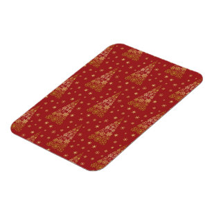 Red and Gold Elegant Christmas Tree Magnet