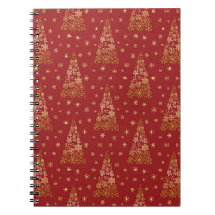 Red and Gold Elegant Christmas Tree Notebook
