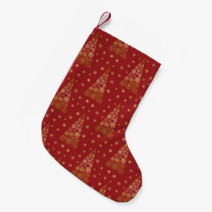 Red and Gold Elegant Christmas Tree Small Christmas Stocking