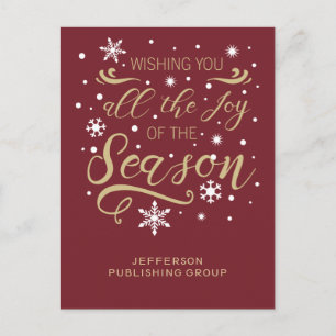 Red and Gold Elegant Modern Business holiday Postcard