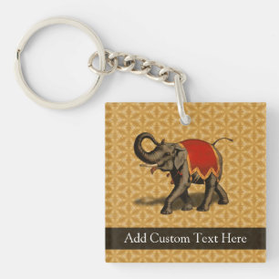 Red and Gold Elephant Key Ring