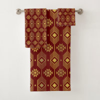 Red and gold ethnic ikat geometric pattern