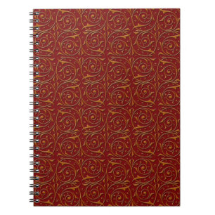 Red and Gold Fancy Floral Vines Notebook