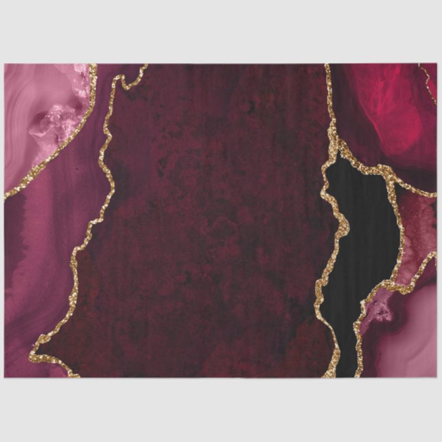 Red and Gold Faux Glitter Agate Tissue Paper (Front)