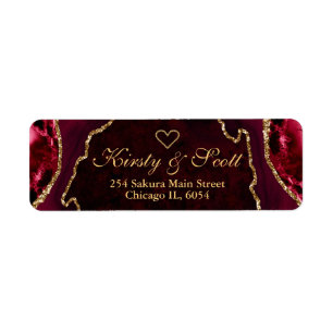 Red and Gold Faux Glitter Agate Wedding