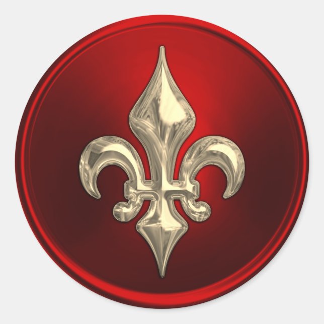 Red and Gold Fleur de Lis Envelope Seal (Front)