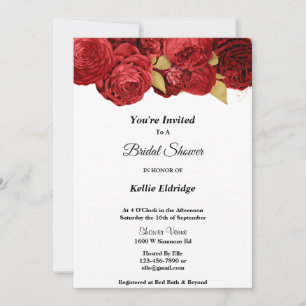 Red And Gold Floral Bridal Shower Invitation