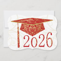 Red and Gold Floral Cap 2026 Card