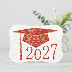 Red and Gold Floral Cap 2027 Card