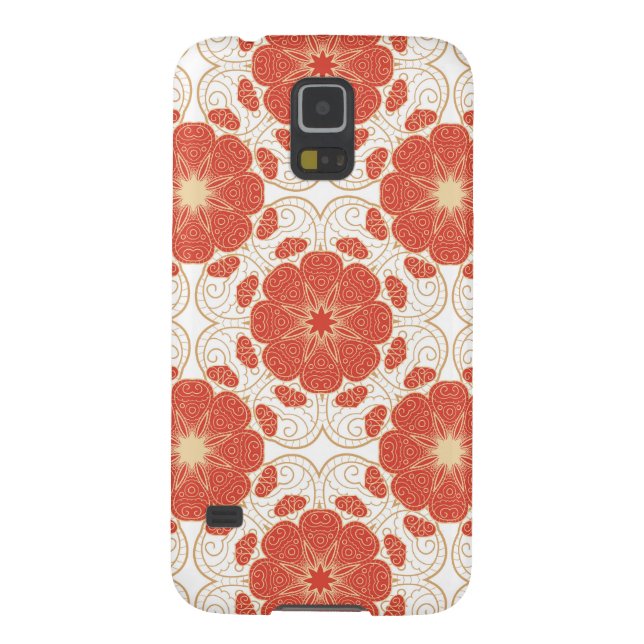 Red And Gold Floral Lace Pattern Case-Mate Samsung Galaxy Case (Back)