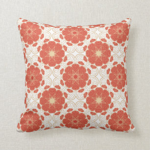 Red And Gold Floral Lace Pattern Cushion