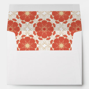 Red And Gold Floral Lace Pattern Envelopes