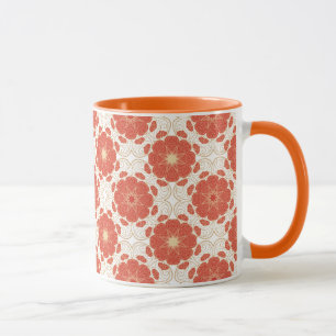 Red And Gold Floral Lace Pattern Mug