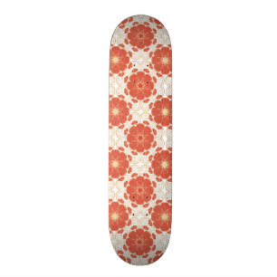 Red And Gold Floral Lace Pattern Skateboard