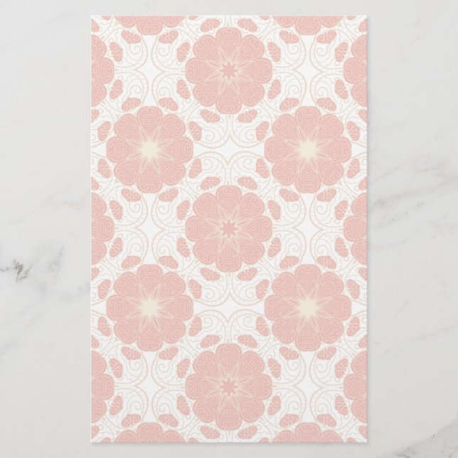 Red And Gold Floral Lace Pattern Stationery (Front)