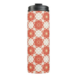 Red And Gold Floral Lace Pattern Thermal Tumbler