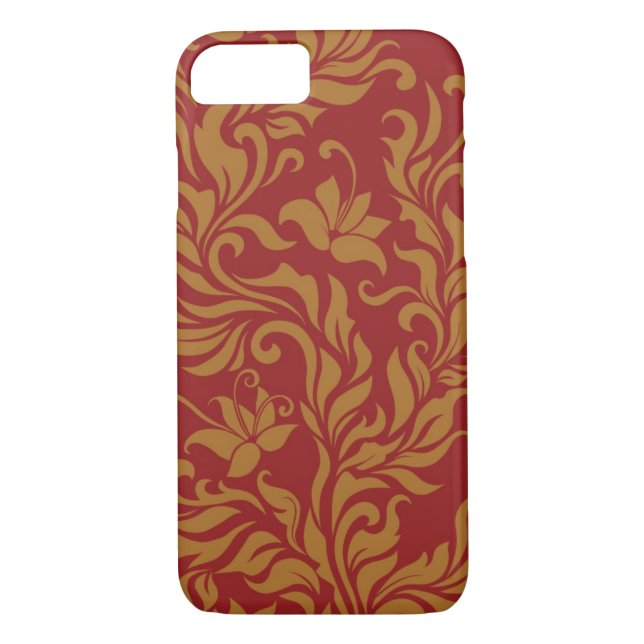 Red and Gold Floral Pattern Case-Mate iPhone Case (Back)