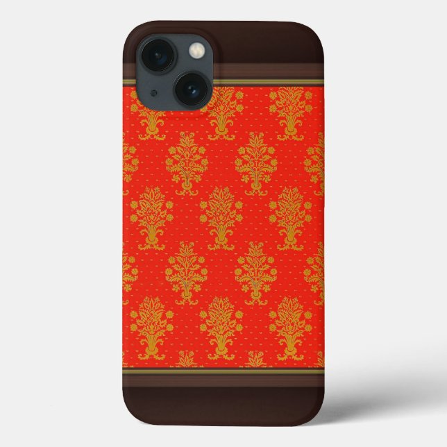 Red And Gold Floral Pattern Case-Mate iPhone Case (Back)
