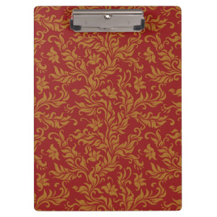 Red and Gold Floral Pattern Clipboard