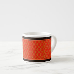 Red And Gold Floral Pattern Espresso Cup